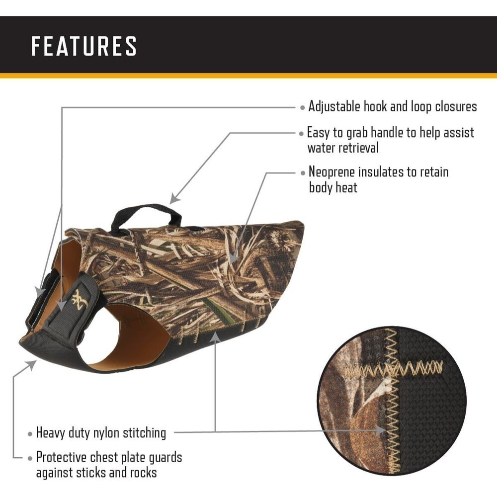 Browning Pet Vest, 5mm, Handle, Neoprene Vest 5mm Handle 2XL, XX-Large - Picture 3 of 8